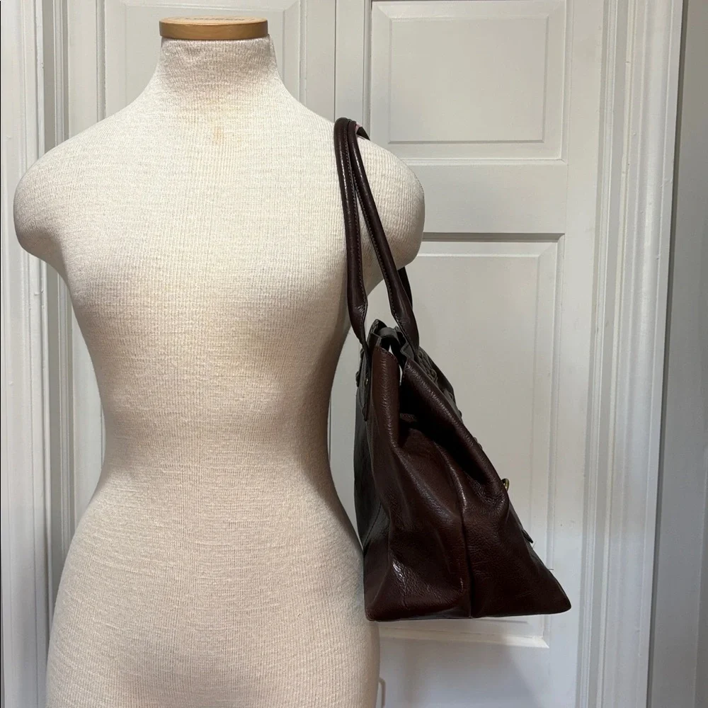 Kate Landry dark brown pebbled leather satchel purse - Picture 4 of 16